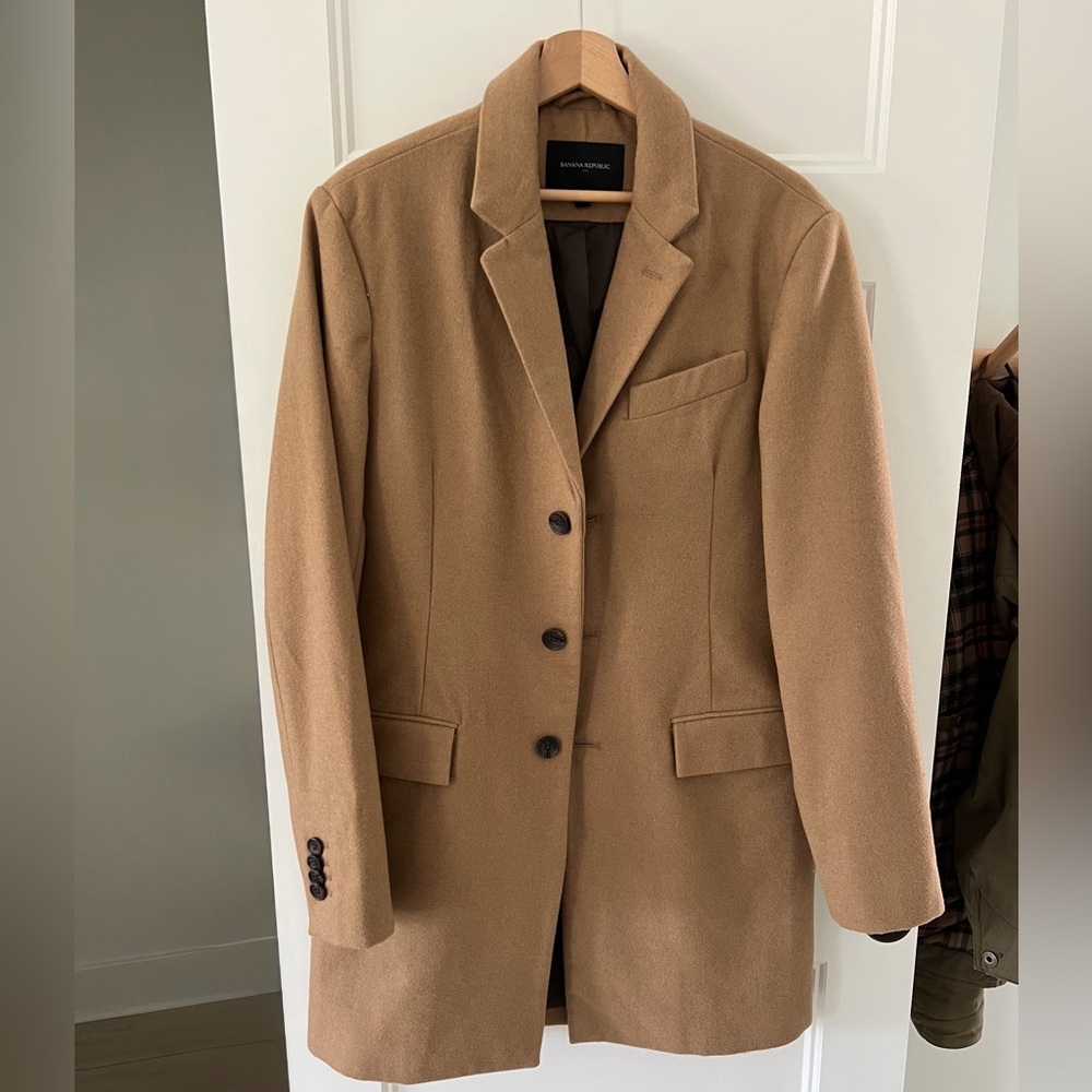 Banana Republic Mens (Size M) Wool
Topcoat Overcoat Camel Tan Peacoat